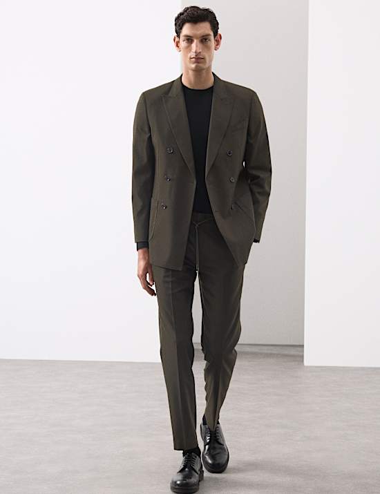 Tailored Fit Italian Wool Blend Performance Trousers