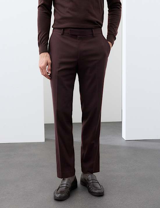Pantalones de traje t&eacute;cnicos en mezcla de lana italiana