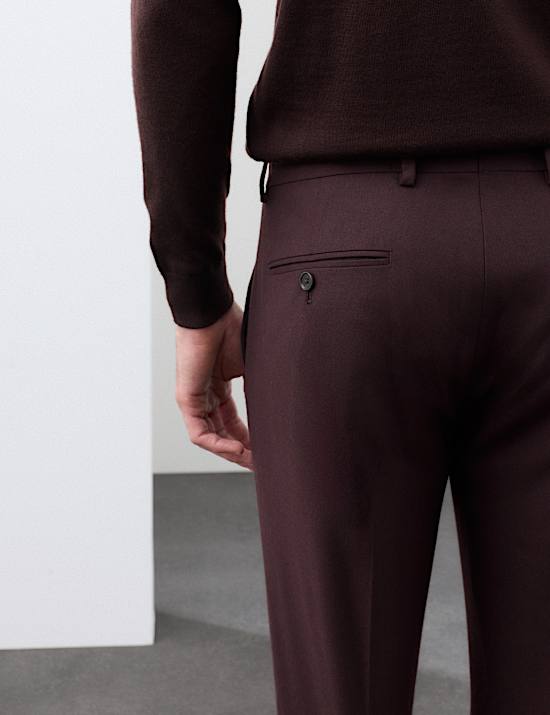 Pantalones de traje t&eacute;cnicos en mezcla de lana italiana