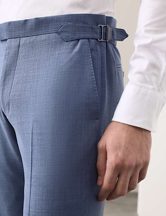 Tailored Fit Wool Blend Hopsack Suit Trousers