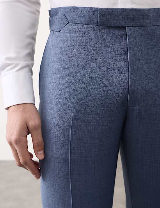 Tailored Fit Wool Blend Hopsack Suit Trousers