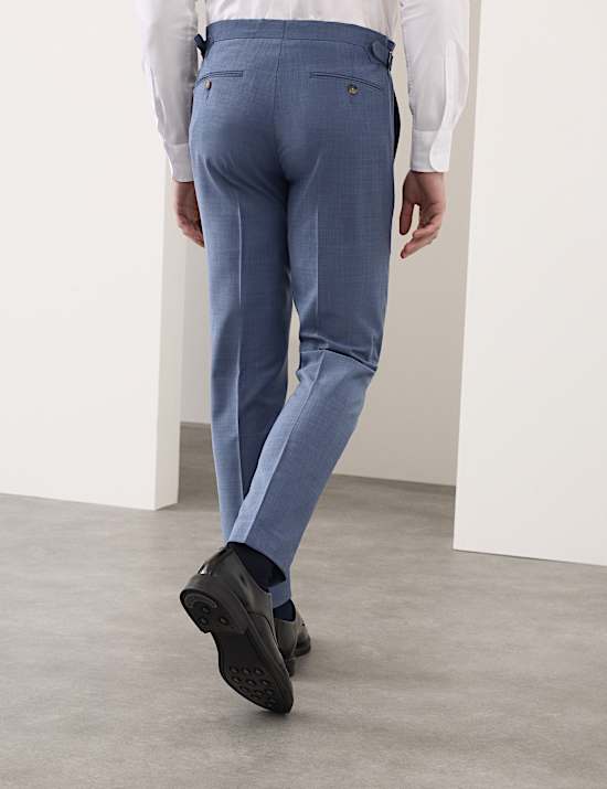 Tailored Fit Wool Blend Hopsack Suit Trousers