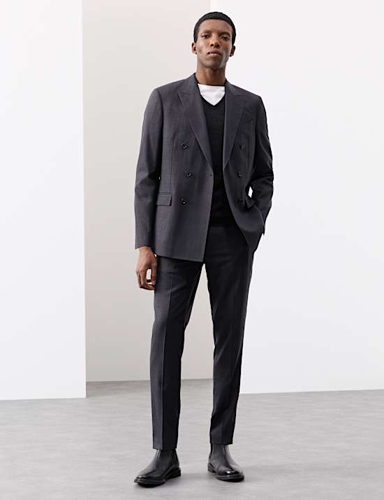 Pure Wool Double Breasted Check Jacket