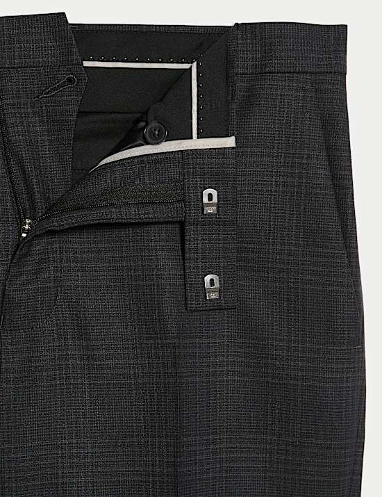Tailored Fit Pure Wool Check Suit Trousers