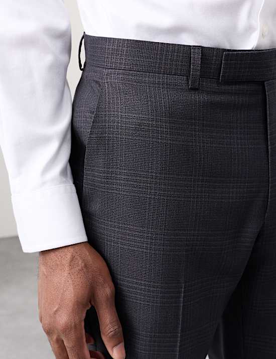 Tailored Fit Pure Wool Check Suit Trousers
