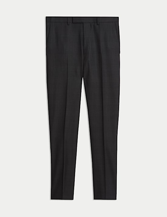 Tailored Fit Pure Wool Check Suit Trousers