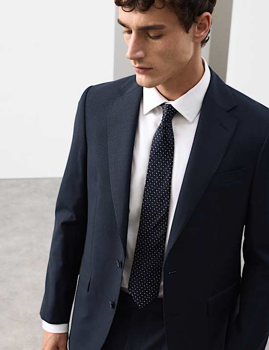 Tailored Fit Pure Wool Check Suit Jacket