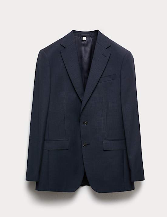 Tailored Fit Pure Wool Check Suit Jacket