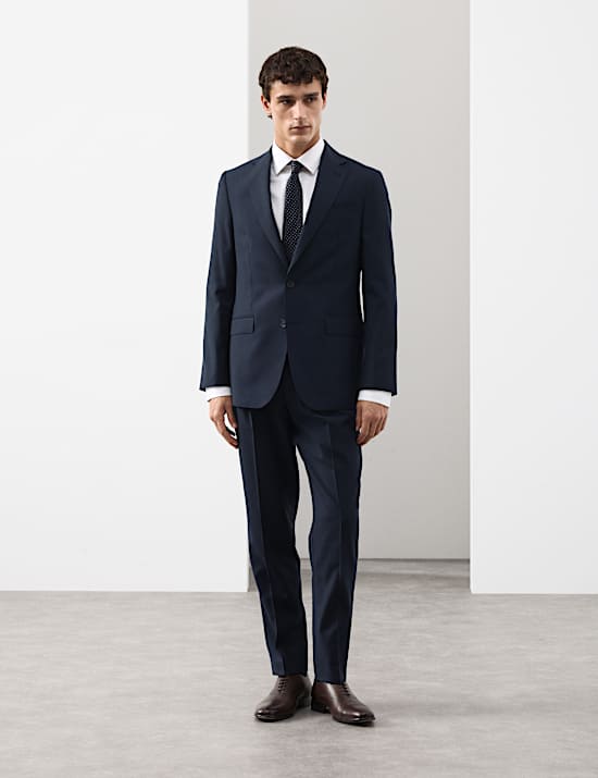 Tailored Fit Pure Wool Micro Check Trousers