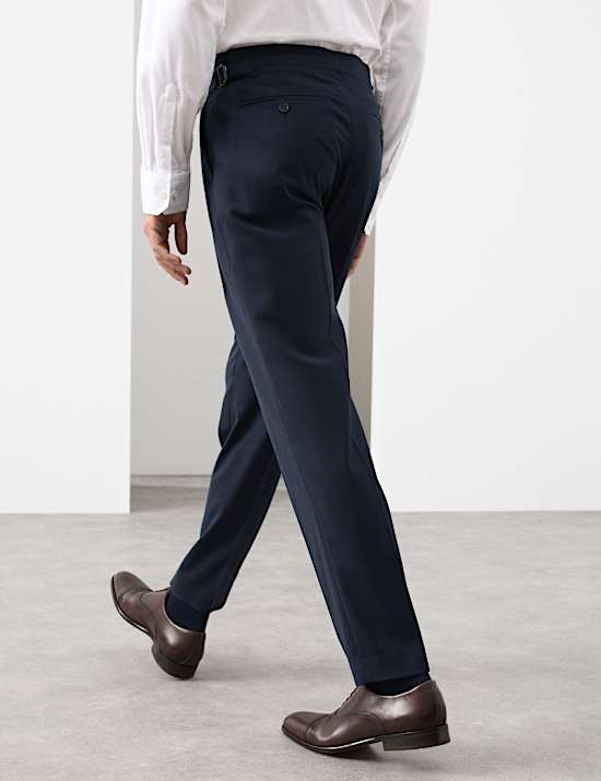 Tailored Fit Pure Wool Micro Check Trousers