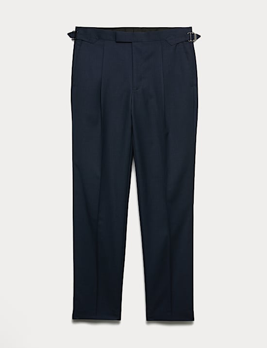 Tailored Fit Pure Wool Micro Check Trousers