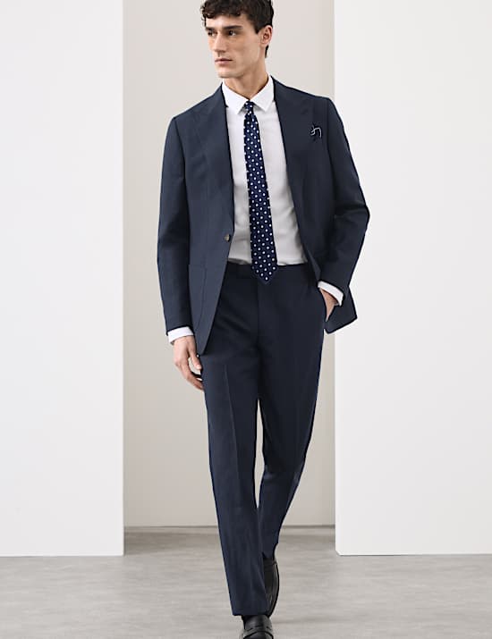 Anzughose aus Woll-Leinenmischgewebe