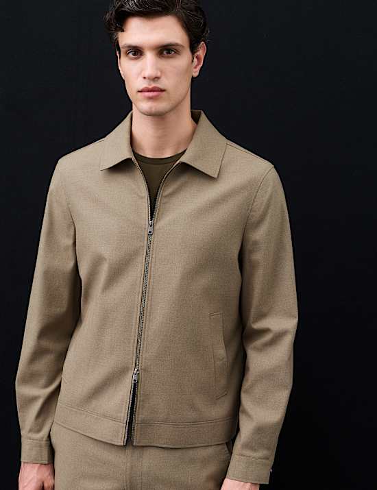 Italian Wool Blend Harrington Jacket