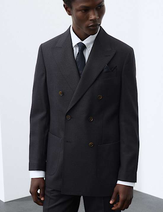 Tailored Fit Wool Blend Suit Jacket