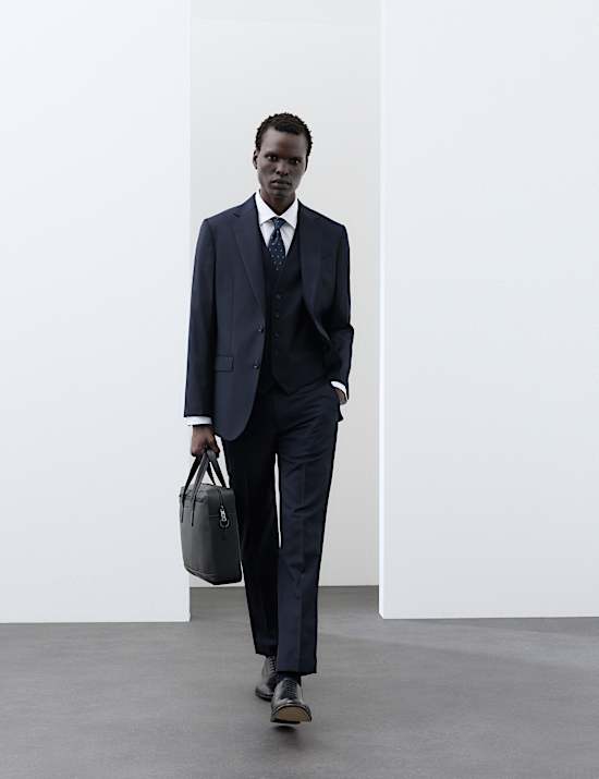 Tailored Fit Wool Blend Suit Trousers