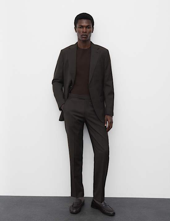 Tailored Fit Wool Blend Suit Trousers