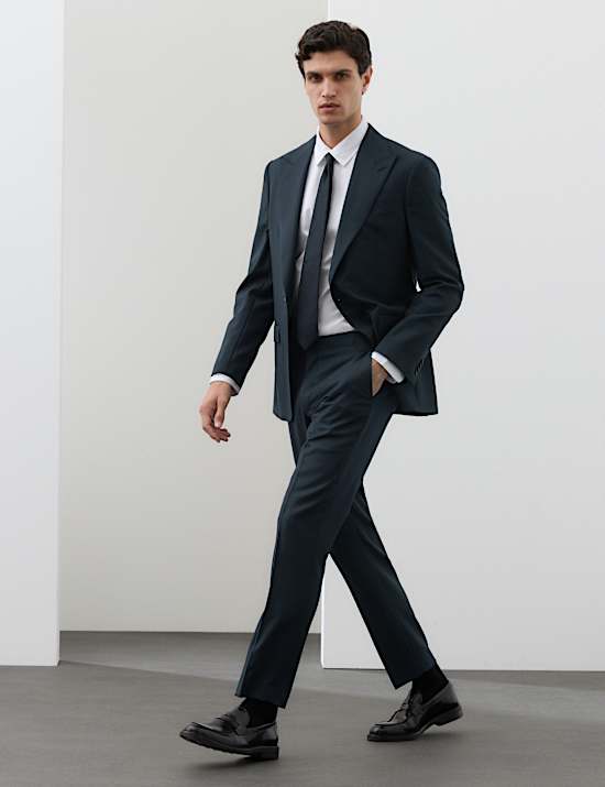Tailored Fit Wool Rich Trousers with Mohair