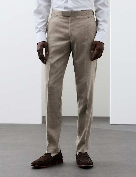 Tailored Fit Wool Blend Suit Trousers