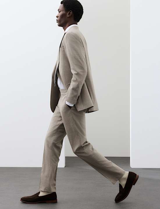 Tailored Fit Wool Blend Suit Trousers