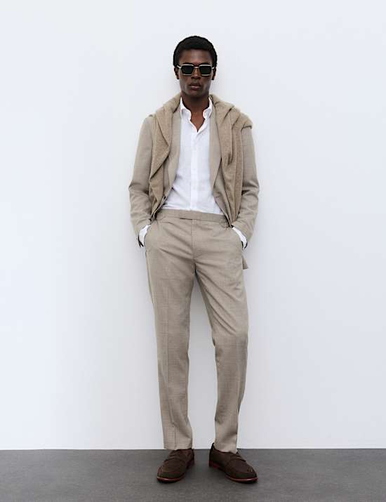 Tailored Fit Wool Blend Suit Trousers