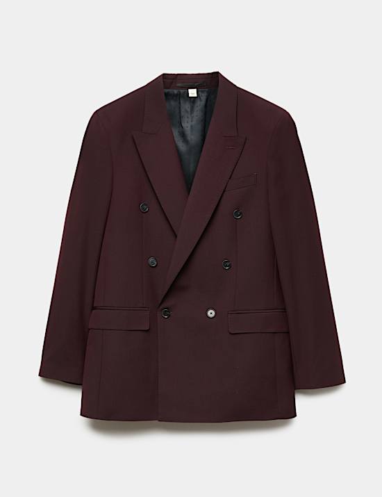 Merino Wool Rich Double Breasted Suit Jacket