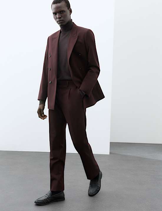 Wool Rich Textured Suit Trousers