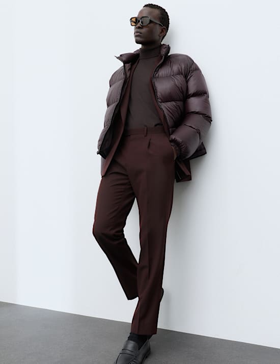 Wool Rich Textured Suit Trousers