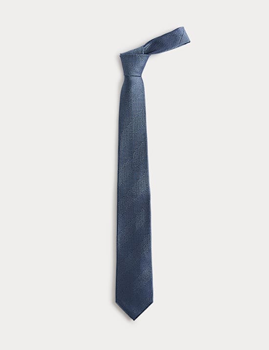Textured Striped Pure Silk Tie