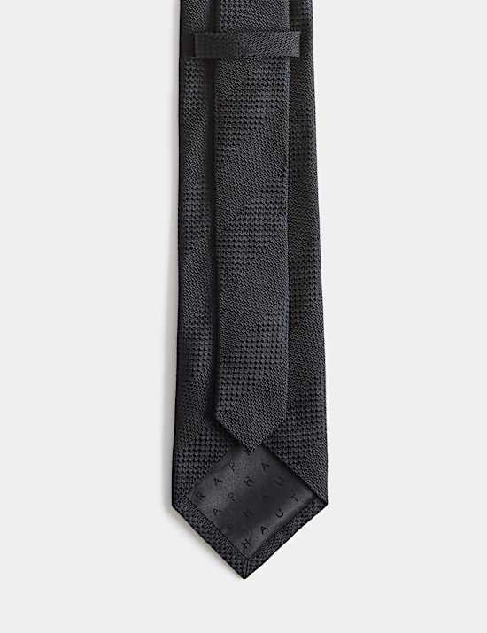 Textured Striped Pure Silk Tie