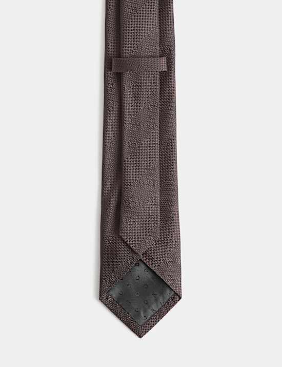 Textured Striped Pure Silk Tie