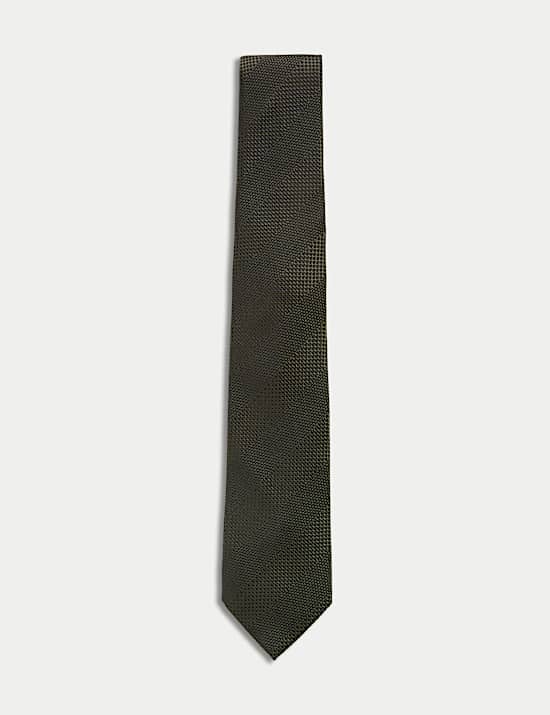 Textured Striped Pure Silk Tie