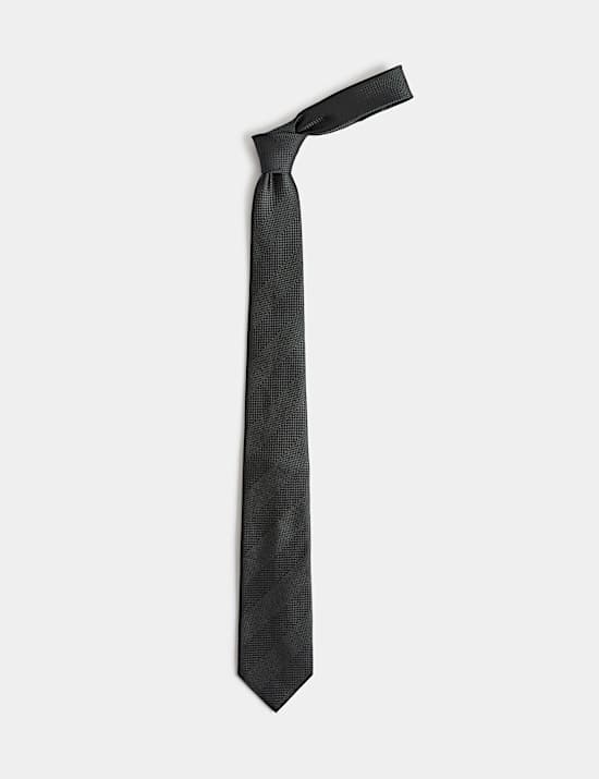 Textured Striped Pure Silk Tie