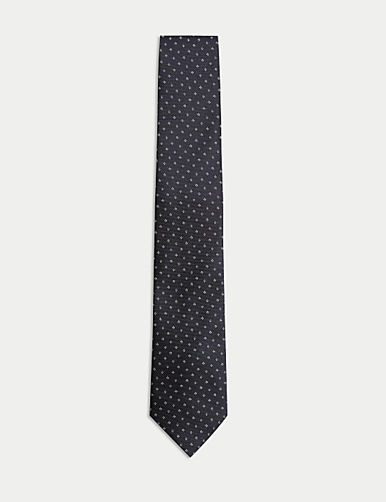 Slim Geometric Pure Silk Tie