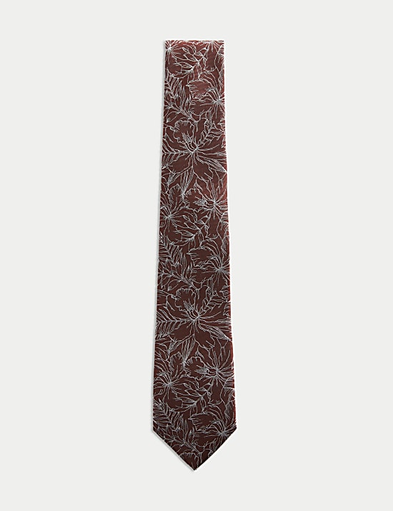 Krawatte aus reiner Seide mit Blumenmuster