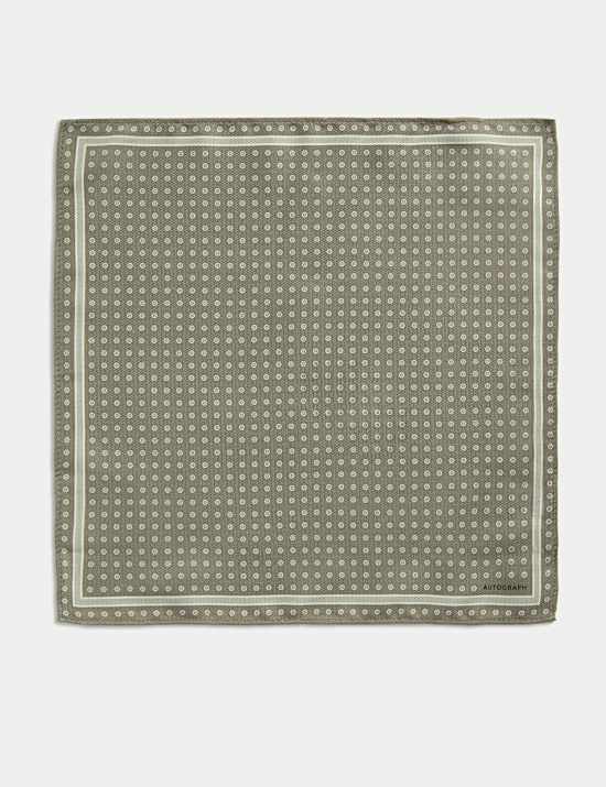 Carré de poche 100 % soie à motif géométrique