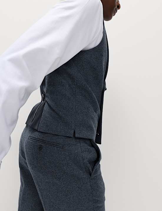 Dvouřadá tvídová vesta s vysokým podílem vlny