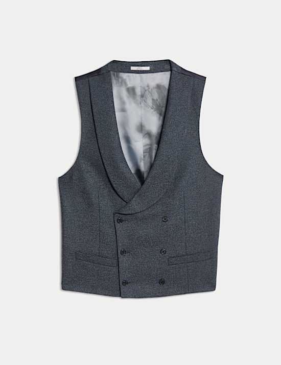 Dvouřadá tvídová vesta s vysokým podílem vlny