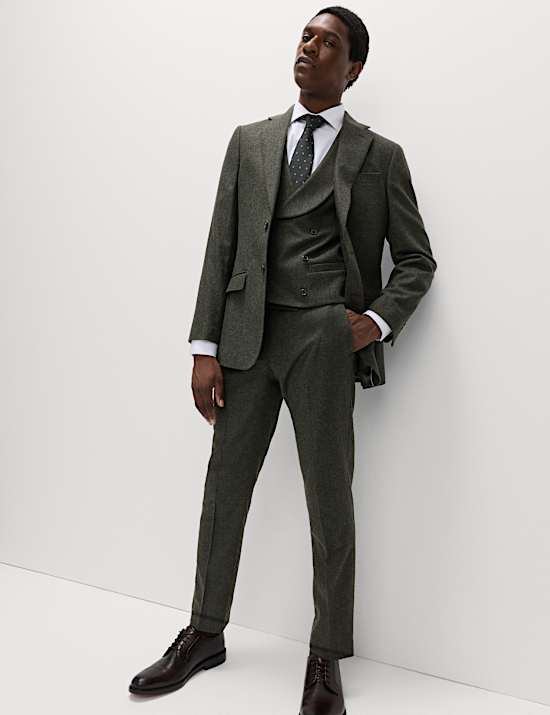 Τουίντ γιλέκο με διπλό πέτο και υψηλή περιεκτικότητα σε μαλλί