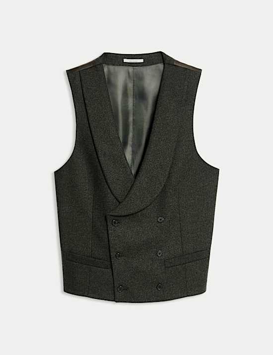 Τουίντ γιλέκο με διπλό πέτο και υψηλή περιεκτικότητα σε μαλλί