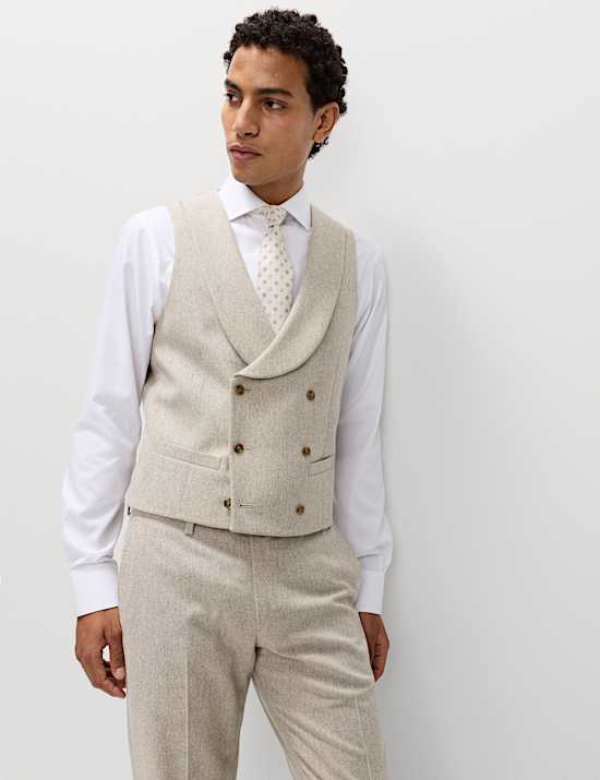 Wool Rich Tweed Double Breasted Waistcoat