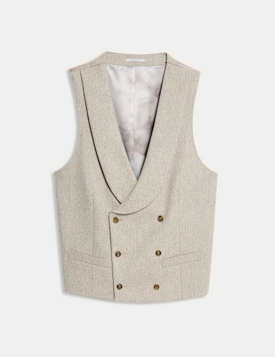 Wool Rich Tweed Double Breasted Waistcoat