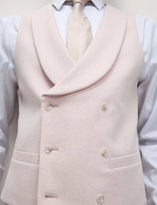 Wool Rich Tweed Double Breasted Waistcoat