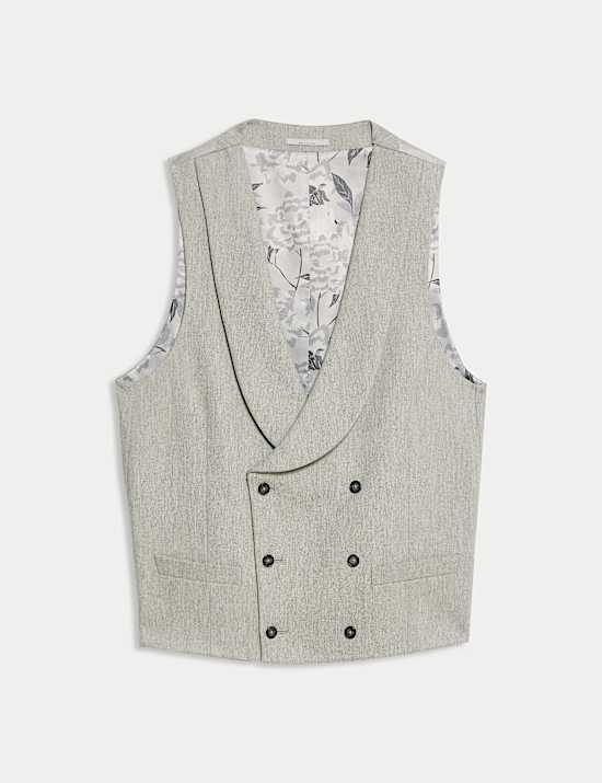 Gilet de costume crois&eacute; en tweed de laine