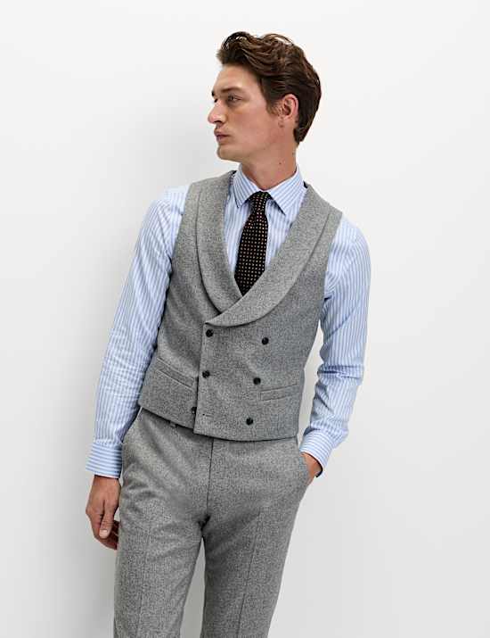 Wool Rich Tweed Double Breasted Waistcoat