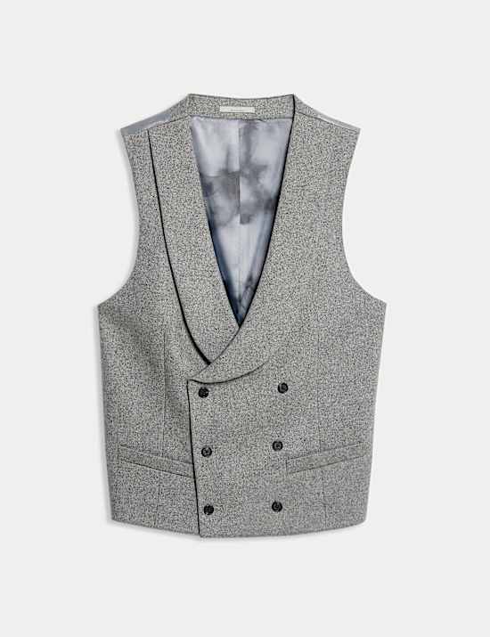 Wool Rich Tweed Double Breasted Waistcoat