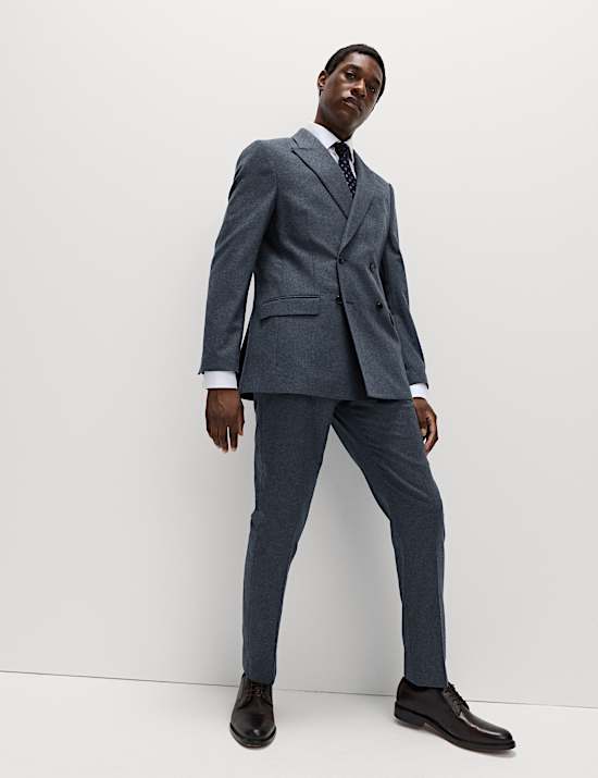 Pantalones de traje en tweed de lana de corte sastre