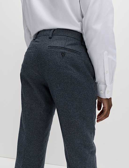 Pantalones de traje en tweed de lana de corte sastre