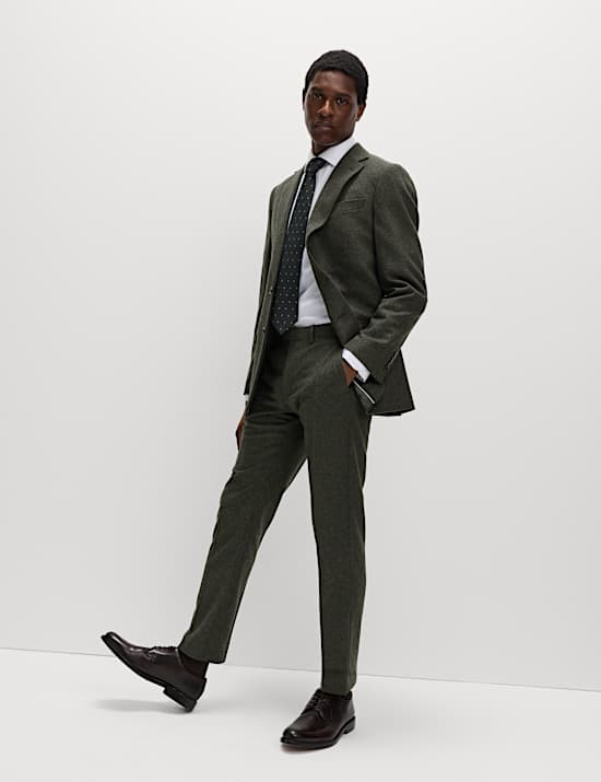 Pantalones de traje en tweed de lana de corte sastre