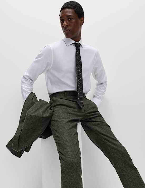 Tailored Fit Wool Rich Tweed Suit Trousers