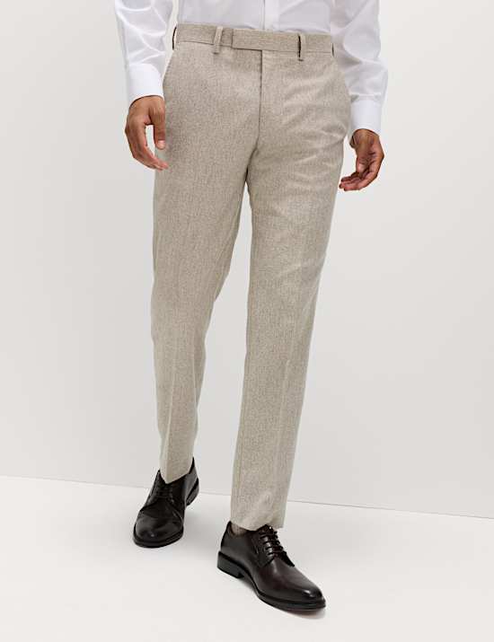Tailored Fit Wool Rich Tweed Suit Trousers